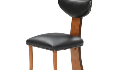 SOLD. Danish furniture design: A teak dressing chair. Seat and back upholstered with black leather fitted with brass nails. – Bruun Rasmussen Auctioneers of Fine Art