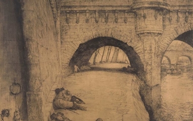 De Bruycker, J., Pont Neuf Paris, etching and...