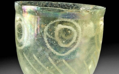 Delicate Roman Glass Cup Etched Decorations