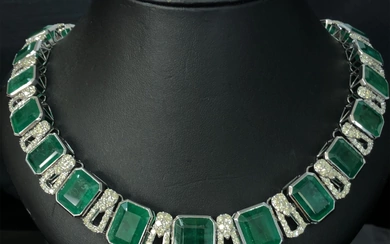 Designer Emerald & Diamond Collar Necklace