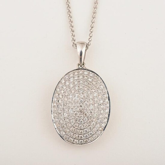 Diamond, 14k White Gold Pendant Necklace.