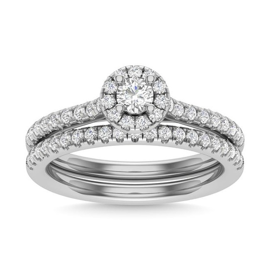 Diamond 3/4 Ct.Tw. Round Cut Bridal Ring in 14K White Gold