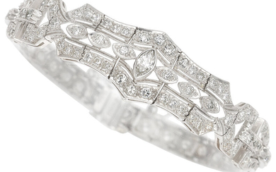 Diamond, Platinum Bracelet Stones: Marquise and full-cut diamonds weighing...