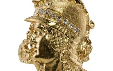 Diamond Ring Warrior Hermes Mercury Greek Roman God 14K