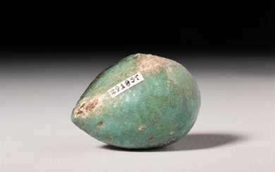 EGYPTIAN FAIENCE GREEN GLAZED MODEL OF A FIG