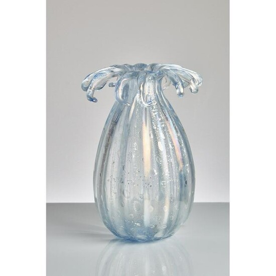 ERCOLE BAROVIER Vaso iridescente in vetro trasparente
