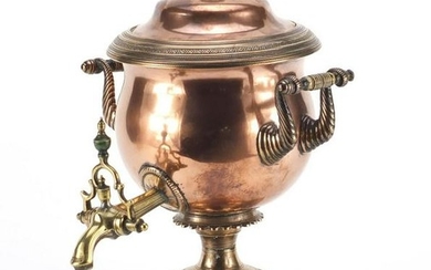 Early 19th century copper and brass samovar with