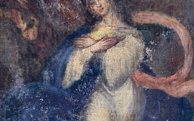 Ecole espagnole du XIXe siècle. Assomption de la Vierge. Huile sur toile. 65 x 50,5...