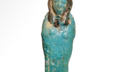 Egyptian Faience Bichrome Shabti, Early 26th Dynasty