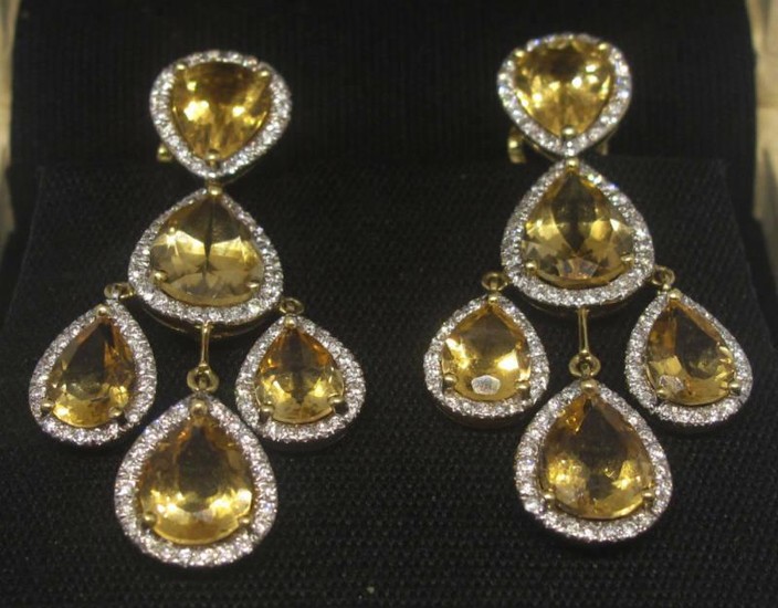 Elegant 36 Carat Citrine Diamond Micro-Pave Yellow Gold