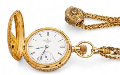 Elgin National Watch Company (American) 14K Gold Pocket Watch (#2529196), Dia. 1.5" & 14K Gold Chain