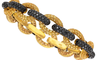 Eli Frei Black Diamond, Yellow Sapphire, Gold Bracelet Stones:...