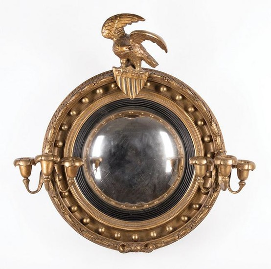 English Carved and Gilded Convex Mirror