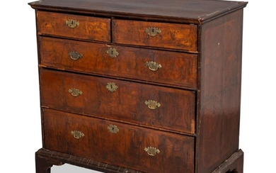 English William and Mary Walnut Five Drawer Chest.