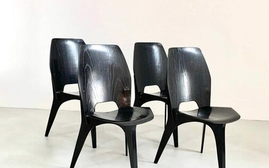 Eugenio Gerli for Tecno Four Dining Chairs, 1950s