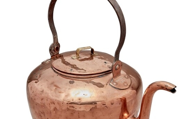 Exceptional Large Copper, Brass and Wrought Iron Eight-Gallon Tea Kettle, Thomas Hammett (1798-1873), Philadelphia, Pennsylvania, Circa 1840