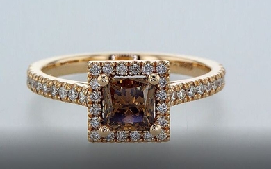 FANCY ORANGYBROWN NO RESERVE PRICE - 14 kt. Pink gold - Ring - 1.32 ct Diamond - Diamonds