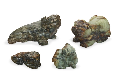 FOUR JADE CARVINGS OF BEASTS CHINA, MING-QING DYNASTY (1368-1911) OR LATER