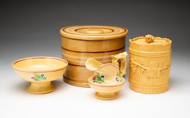 FOUR PIECES OF YELLOW WARE.