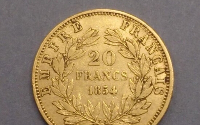 FRANCE Pièce de 20 F or 1854 (usures) Toutes les pièces d'or sont conservées au...
