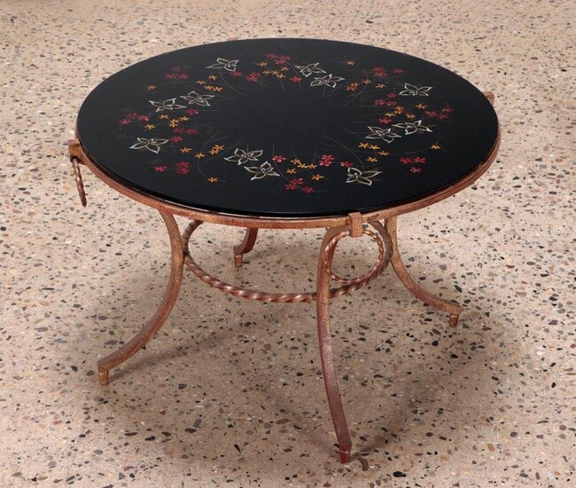 FRENCH GILT IRON TABLE MANNER POILLERAT C.1950