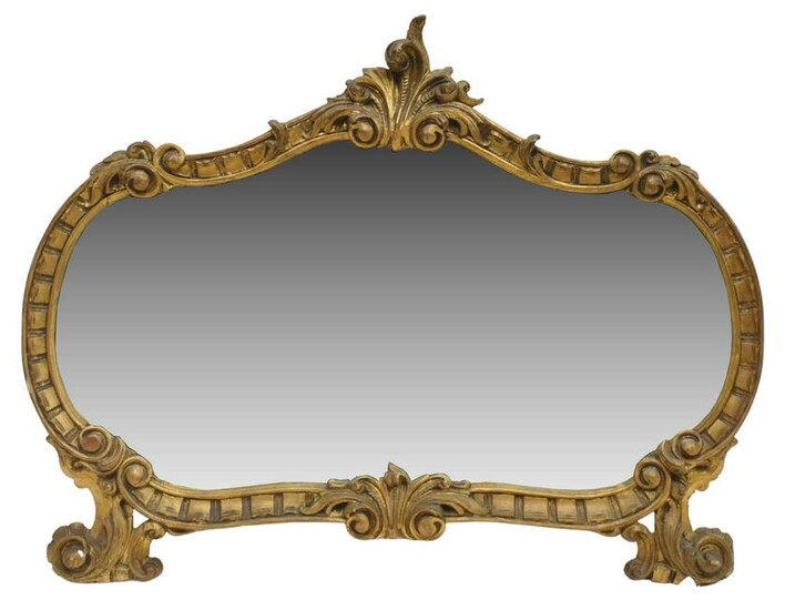 FRENCH LOUIS XV STYLE CARVED GILTWOOD WALL MIRROR