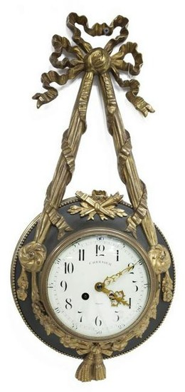 FRENCH LOUIS XVI STYLE BRONZE MOUNTED CARTEL CLOCK