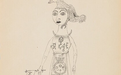 Femme au tablier (Variation originale autour du thème de la femme rose-croix) , Victor Brauner