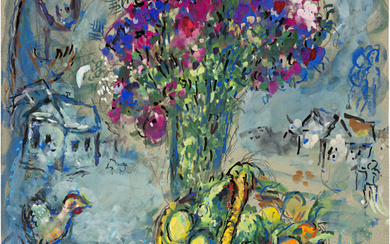 Marc Chagall - Witebsk 1887 - 1985 Saint-Paul-de-Vence - Fête avec fleurs et fruits