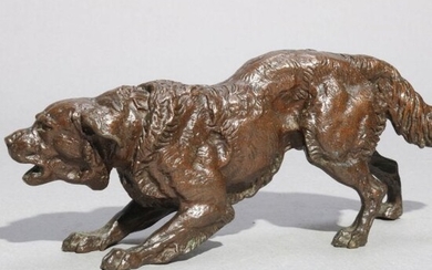 Figural Bronze Field Bird Retriever Dog Sculpture,C1900