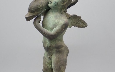 Figure - ‘Amore con Delfino’ (Cupid holding a dolphin) - Bronze