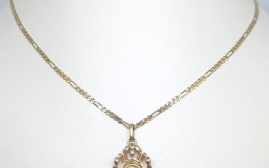 Finor - 18 kt. White gold, Yellow gold - Necklace, Pendant - 0.02 ct Diamond