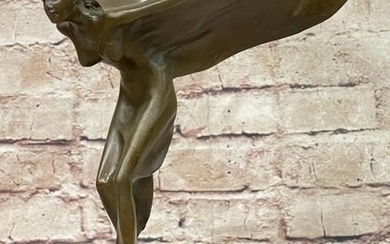 Flying Lady Rolls Royce Original Bronze Sculpture Signed by Jean Patoue - 12" x 8"
