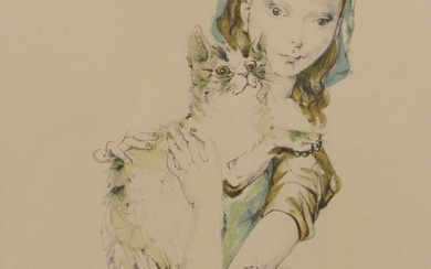 Foujita, Tsuguharu - Jeune fille au chat