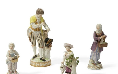 Four Meissen porcelain figures