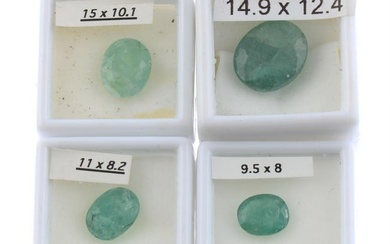 Four oval-shape emeralds, 20.85ct