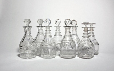 Four pairs of good cut glass decanters and stoppers c.1800...
