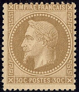 France 1867 - Napoleon lauré, 30 centimes brown. - Yvert 30