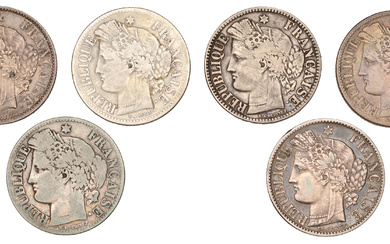 France, Government of National Defence, 2 Francs (6), 1870a, 1870k, 1871a, 1871k...