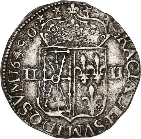 France - Louis XIV - 1/4 Ecu 1649 (Saint-Palais) - Silver