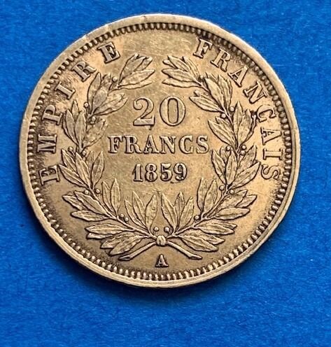 France - Napoléon III - 20 Francs 1859-A (Paris) - Gold