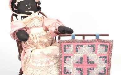 Frederick Duckloe & Bros Windsor Style Doll Chair with Folk Art Style Rag Doll