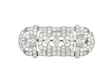 French Deco Diamond and Platinum Brooch