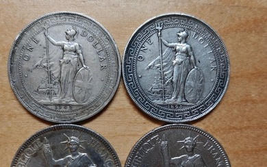 French Indochina, British Hong Kong. lots of 4 coins (1897 1902 1906 1907)
