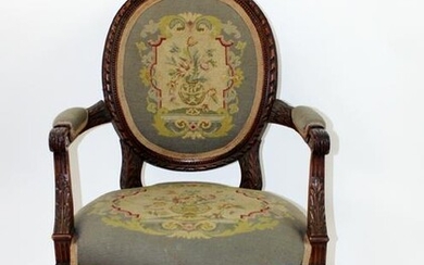 French Louis XVI style armchair with needlepoint