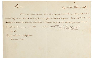 G. Garibaldi. Collection of nine letters signed, Caprera, 1862-1875