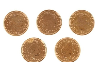 G.B - Five proof half sovereigns