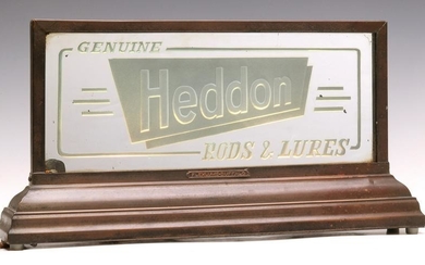 GENUINE HEDDON RODS AND LURES LIGHTED ADVERTISING SIGN
