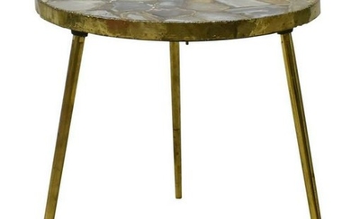 GILT METAL & SUSPENDED AGATE TOP SIDE TABLE