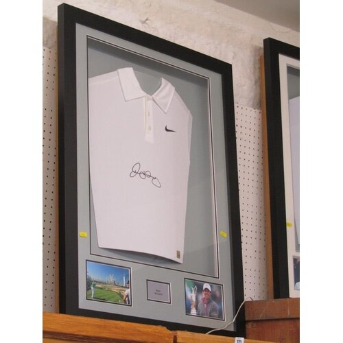 GOLF, framed display "Rory McIlroy" signed shirt